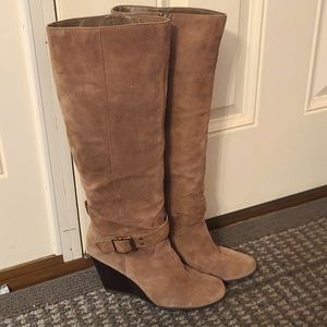 BCBGeneration Tan Suede Wedge Boots